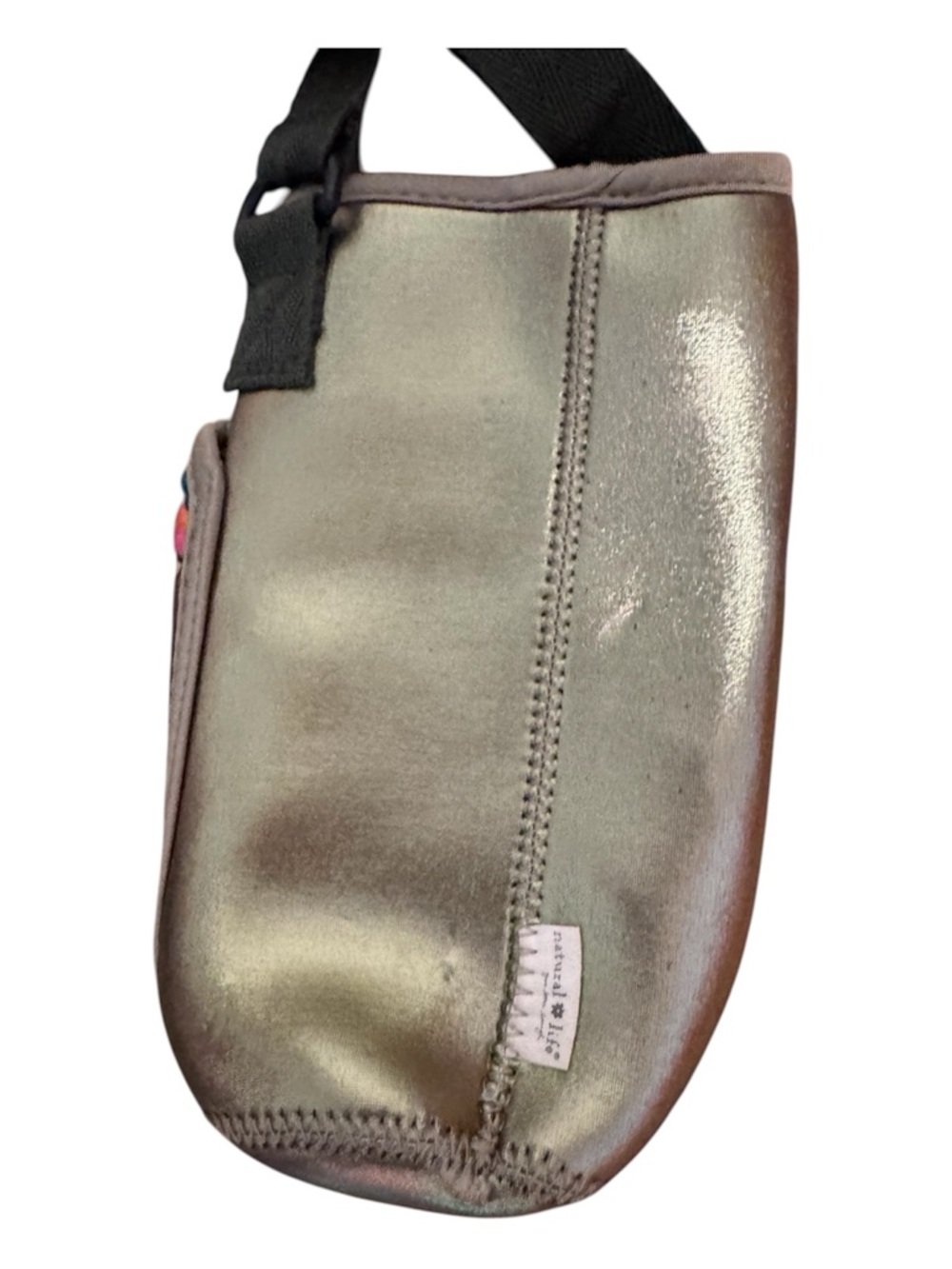 Natural Life Crossbody Water Bottle Holder Cozy Embroidered Metallic Boho Bag - Picture 4 of 4
